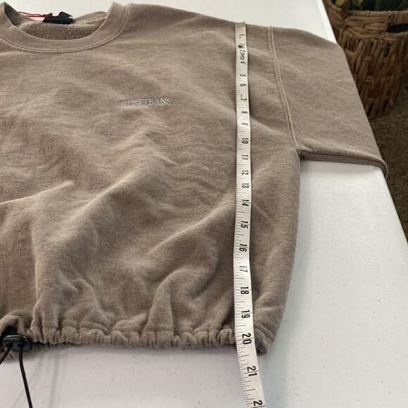 BDG Urban Outfitter Cropped Drawstring Crewneck Sweater Sweatshirt Top Neutral - Picture 12 of 15
